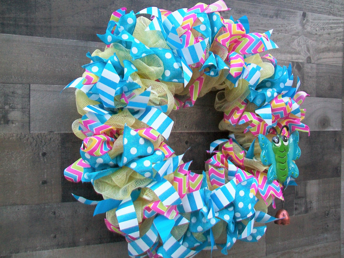 1.5 Spring Floral Ribbon: Turquoise- 10Yds (RG0172414) – The Wreath Shop